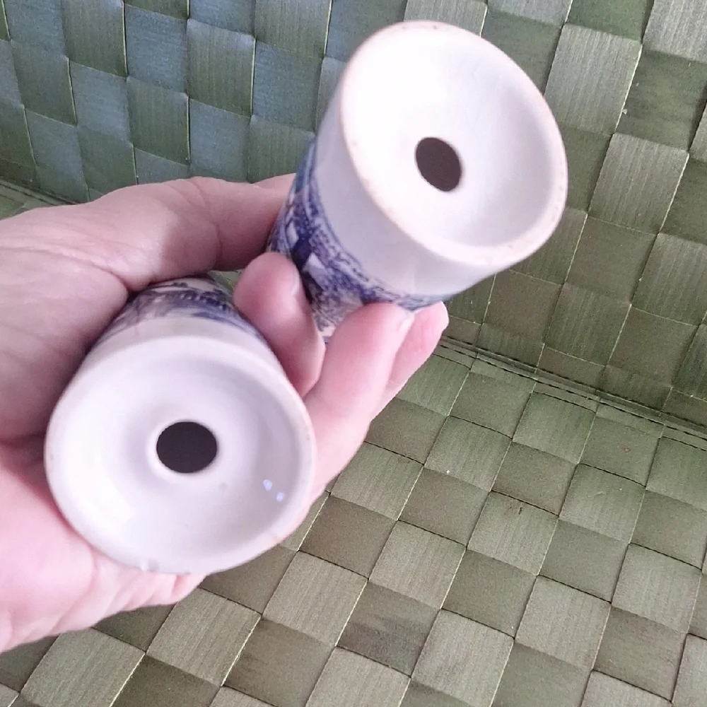 Blue and White Ceramic Salt and Pepper Shakers